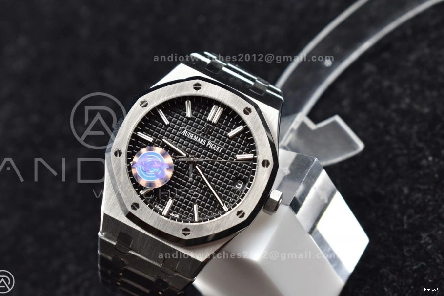 Dial Clone on 41mm Super 15500 Textured 1:1 Best Royal SS Bracelet Oak Black SS APSF Edition A4302 0517